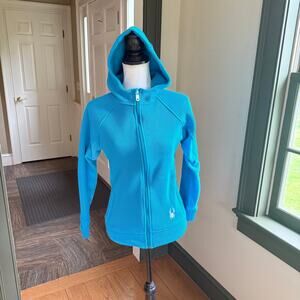 SPYDER Double Knit Fleece Lined Full Zip Hoodie SZ S Ski Sport Camp Hike *FLAW